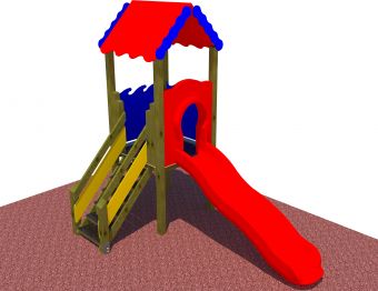 Torre 100 cm con tetto e scivolo ad onda