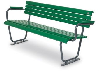 Panca Green Lady, seduta alta e comoda. In legno e supporti metallici.